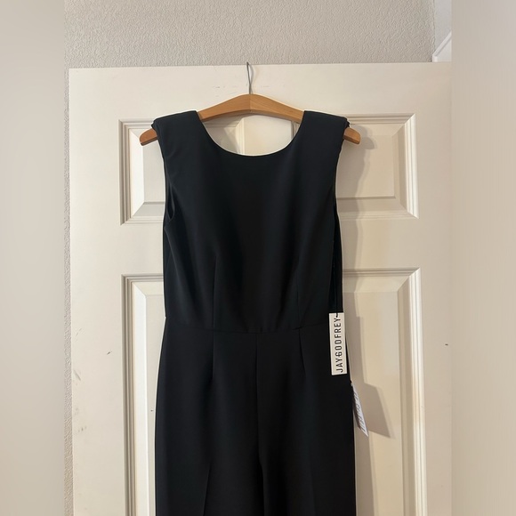 NWT Jay Godfrey Padded Shoulder Black Jumpsuit Size 4 - Picture 2 of 6
